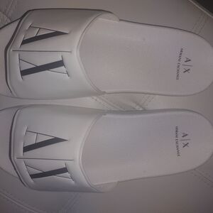 White and Black ARMANI SANDALS Worn Once AROUND The House NEW